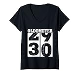 Damen 30. Geburtstag Geschenke Oldometer 29-30 Männer Frauen Lustig Vintage T-Shirt mit V