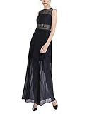 APART Elegantes Damen Kleid, Abendkleid, lang, blau, schmaler Schnitt, mit Spitze, plissierter Rockpart, teilweise transparent, Nachtblau, 38