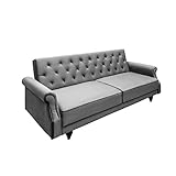invicta INTERIOR Chesterfield 3-Sitzer Sofa Maison Belle AFFAIRE 220cm grau Samt mit Schlaffunktion Schlafsofa S