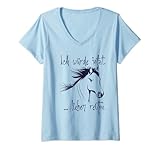 Damen Ich würde jetzt lieber reiten Reitshirt Pferdeshirt Reiterin T-Shirt mit V