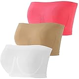 GXIN 3 Stück Damen Trägerloser Bandeau-BH Nahtlose Komfort Bralettes Stretch Ungepolstert Bügelfrei Sport Yoga Tube Top BHS (Rot, Weiß, Nude, XXXL)