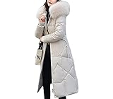 Vagbalena Frauen Winter mit Kapuze unten Jacke mid-länge über die Knie unten Jacke Baumwolle Jacke Dicke warme unten Jacke Wind-und wasserdicht (beige,M)