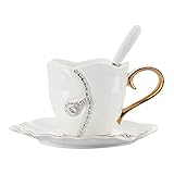 Cappucino-Kaffeetassen, tassen mit untertassen, 8 Unze für Kaffeegetränke, Latte, Café Mokka und Tee, handgefertigte Diamant-Inlay-Teetasse mit Untertasse Set und Tasse und Keramik-Untertasse S