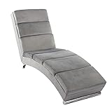 Mingone Relaxliege mit rückenlehne liegestuhl Wohnzimmer Samt Ergonomisch Liege Relax Holiday Loungesessel Liege mit Modernem Design Liegesessel (Hellgrau, 1)