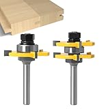 APLUS 2 teilig Groove und Tongue Zunge und Nut Set Router Bit Set Oberfräser Holzbearbeitung Scheibennutfräser Holzschneider Werkzeug für Graviermaschine Trimmmaschine (Ø = 8mm)