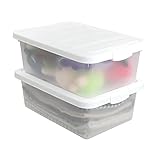 Teyyvn 14 l transparente Aufbewahrungsbox, 2er Pack Kunststoff-Aufbewahrungsbehälter mit weißem Deck