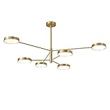 Golden Sputnik Leuchter Drei-farbdimmung LED Pendelleuchte Leuchte,Modern Runde Form Deckenleuchten Art Deco,Für Wohnzimmer Schlafzimmer Gang Molekulares Licht-Three-color dimming 6