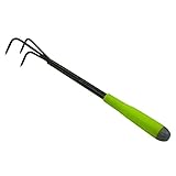 Xclou Kleingrubber in Schwarz/Grün, Grubber mit formgerechtem Handgriff, Gartenwerkzeug mit 3 Zinken, Hand-Kultivator pulverbeschichtet, Düllgerät mit Silber-Hammerschlag, robuste Unkrauthack