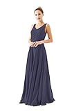 Damen Abendkleid Illusion Liebste V Ausschnitt Armellos Falten Tüll Chiffon Elegant Lange Brautjungfer Kleid Sturmb