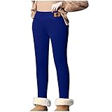 Thermo Leggings Damen Gefütterte Leggings mit Fell Winterleggins für Damen Winter Thermo Strumpfhose Sportleggins Lang Thermostrumpfhose Thermohose High Waist Thermoleggins Super warm W