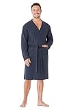 CityComfort Bademantel Herren Baumwolle, Bademantel Waffelpique, M - 3XL (Navy blau, 3XL)