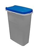 BigDean Mülleimer-System schmal & verbindbar - 25L Abfalleimer für Mülltrennung - grau/blau - mit Klappdeckel - Müll-System Abfallsystem Mülltrennsystem - für Küche, Zimmer & Drauß