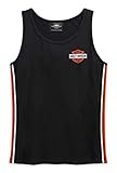 HARLEY-DAVIDSON Damen Tank-Top Biker Shirt Ärmellos mit Strassstein-Verzierung Achselshirt Motorrad Unterhemd Schwarz, 2XL