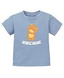 Comedy Shirts - Clipart Bär - Wunschname - Baby T-Shirt - Hellblau/Weiss Gr. 92/98