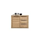 roominado Kommode Greta Anrichte Sideboard 1 Tür / 3 SK Eiche Teilmassiv geölt NEU/OV