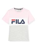 FILA Unisex Kids THEA Blocked Tee T-Shirt, Light Grey Melange bros-pink Mist-Bright White, 110/116