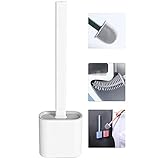 Flache Silikon Toilettenbürste mit Halter, Flaxible Klobürste, Silikon WC-Bürste und Halter Set für B