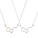 Halskette mit Serotonin-Molekül-Anhänger, minimalistisches Schmuckgeschenk für Mädchen und Damen, 2 Stück