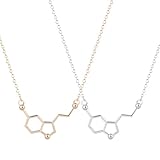 Halskette mit Serotonin-Molekül-Anhänger, minimalistisches Schmuckgeschenk für Mädchen und Damen, 2 Stück