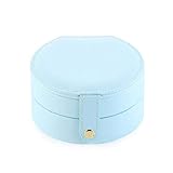 IJEOKDHDUW Tragbarer Schmuck Box Container Leder Schmuck Storage Box Halskette Fall Ohrring Organisator Display Box (Color : Blue)