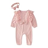 Glücksvogel Baby Kleidungsset Neugeborenes Jungen Mädchen Baby Strampler Babykleidung Set Baumwolle Overalls Outfits Set Säugling Spielanzug Baumwolle Bekleidungssets mit Stirnband für Frühling Herb