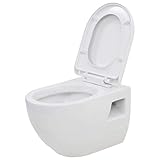 vidaXL Wand WC Keramik Weiß Absenkautomatik Softclose WC-Sitz Hänge T