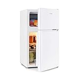 Klarstein Big Daddy - Kühlschrank mit Gefrierfach, Kühl Gefrierkombination, fridge leise, LED, 87-Liter: Kühlschrank mit 61-L und Gefrierschrank 26 L, weiß