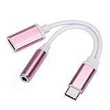 Aunye USB C auf USB 3.5mm Adapter Typ C Adapter Kabel Kompatibel mit Samsung Galaxy S21 S20 S10 S9 S8 Plus, USB Data Charging Adapter mit Nylon Datenladung Ladekabel (Rosa)