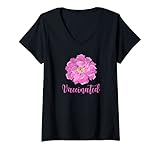 Damen Pink Flower Garden-geimpfter Pro-Vaccine Vintage Distressed T-Shirt mit V