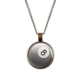 Mylery Hals-Kette mit Motiv 8-Ball Eight-Ball Pool-Billard Kugel Schwarz Weiß Bronze 28