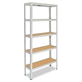 shelfplaza® OFFICE Lagerregal Büro Schwerlastregal 180x75x30cm lichtgrau/Metall Regal Büro mit 5 Böden/Kellerregal, Werkstattregal/Steckregal Metall 175kg Traglast/Büro Regal für O