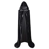 Lazzon Halloween Umhang mit Kapuze Damen Herren Lange Samt Karneval Cape Erwachsener Kostü