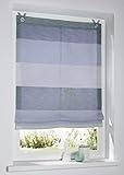 Raffrollo Ösenrollo Marit gestreift Aqua/grün/Creme mit bunten Webstreifen Breite 45 cm x Höhe 120 cm, incl. Fensterhak
