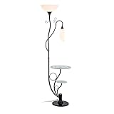 YHYH Stehlampe Moderne Stehlampe mit Glasböden, 2 Leichter weißer Lampenschirm aus Acryl, Stehende Lampe aus Metall for Wohnzimmer Schlafzimmer (schwarz) Dekorative Stehlampe (Color : A)