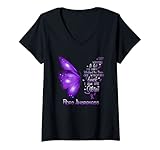 Damen Ich bin ein Sturm Fibro Awareness Butterfly T-Shirt mit V