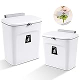 Aogist 2 er Set Mülleimer Küchen-Abfalleimer aufhängbaren Küchenmülleimer mit Deckel Abfallbehälter Mülleimer für die Tür unter der Spüle Mülleimer Mülltrennung 9L (Weiss)