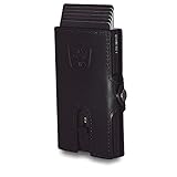 LENEWALD - The Slim Wallet Geldbörse I Kreditkartenetui Mini Wallet mit Münzfach/Kartenfach Kartenhalter I RFID Schutz I Geldbeutel für Karten & Scheine Echtes Leder I Schw