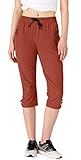 donhobo Damen 3/4 Wanderhose Outdoorhose Leichte Caprihose Schnelltrocknend UV-Schutz Atmungsaktiv Trekkinghose Funktionshose (Rot, XL)