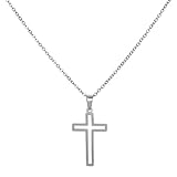 PaulLevin Kette mit Kreuz-Anhänger aus Edelstahl in Silber oder Gold | Mit liebevoller Karte | Ideal als Geschenk oder besonderes Dankeschön. (Silber, Kreuz-Rahmen)