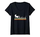 Damen T-Shirt mit Aufschrift 'Be Kindness', Vintage-Stil, Retro, Katze mit Garn T-Shirt mit V