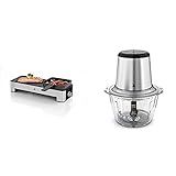 WMF Küchenminis Tischgrill für 2 mit Gemüsepfännchen, kleiner Elektrogrill mit kompakter Grillfläche, 1000 W & Kult X Edition Zerkleinerer elektrisch mit Glasbehälter, 320 W, 2 Geschwindigk