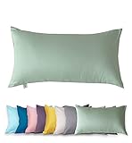 Kissenbezug 40 x 80cm, 400TC 100% Baumwolle, Superweicher Premium Kopfkissenbezug Kissenhülle Ägyptische Extra-Langstapeliger Bettkissenbezug Pillowcase (Mint Green, 40 x 80 cm x 1)