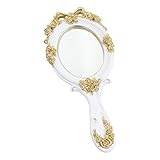 Lurrose Vintage Handspiegel Prinzessin Kosmetikspiegel Kompakter Schminkspiegel für Home Travel Beauty Salon Liefert Weiß