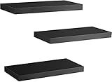 STOREMIC Wandregal schwarz, Regale für die Wand 3er-Set, Wandregal schwarz belastbar bis zu 20Kilo, modern DekoAusstellungsregale für mehr Platz L38 x B17 cm cm für Badezimmer, Büro, W