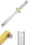 SNAGAROG Edelstahl Streichmaß Anschlaglineal Anreißlineal mit Messing Positionierblock Linealanschlag Anreisswerkzeug Paralleles Lineal Streichmaß mit Anschlag (30CM/12 Zoll)