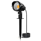 MEIKEE 7W LED Gartenleuchte mit Erdspieß 800LM Gartenstrahler IP66 Wasserdicht Vertikal Schwenkbar 85-265V/AC für Garten, Terrasse, Pflanzen, Wegen 3000K Warmweiß 1-er Pack