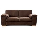 Cavadore 3-Sitzer Sofa Ventere / Kleine Couch in Wildlederoptik / 200 x 86 x 100 cm (BxHxT) / Dunkelb