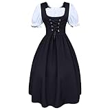 Writtian Damen Bayerisches Bierfest Kostüme Frauen Oktoberfest Karneval Trachtenkleid Mittelalter Vintage Maidservant Kleid Cosplay Kostüm Mini Dirndl Kleid Sexy M