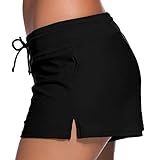 Damen-Badeshorts, Tankini, Boardshorts, Damen, 12,7 cm, Shorts für Schwimmen, schmale Passform, Größe 44, Schwimmbekleidung für den Sommer, Schwarz , XXL