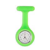 AllRing Einfarbig Schwesternuhr Ansteckuhr fob für Health Care Arbeite Silikonband mit Pin/Clip Analog-digital Quarzwerk (Hellgrün)
